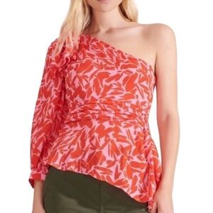 Veronica Beard Vida poppy one shoulder blouse